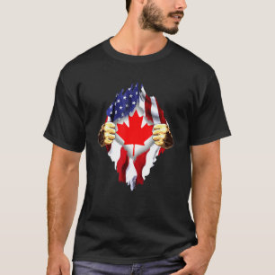 T-shirt Drapeau canadien de sang en moi Canada américain