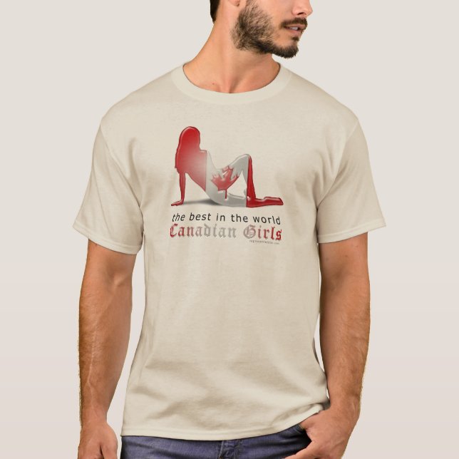 T-shirt Drapeau canadien de silhouette de fille (Devant)