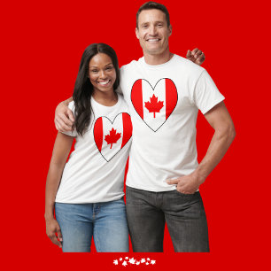 T-shirt Drapeau canadien en forme de cœur