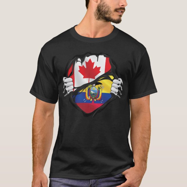 T-shirt Drapeau canadien équatorien des mains arrachées (Devant)