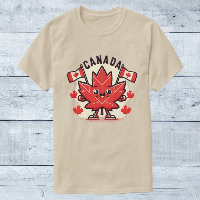 T-shirt Drapeau canadien joyeux Feuille d'érable (Créateur téléchargé)