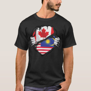 T-shirt Drapeau canadien malaisien des racines arrachées