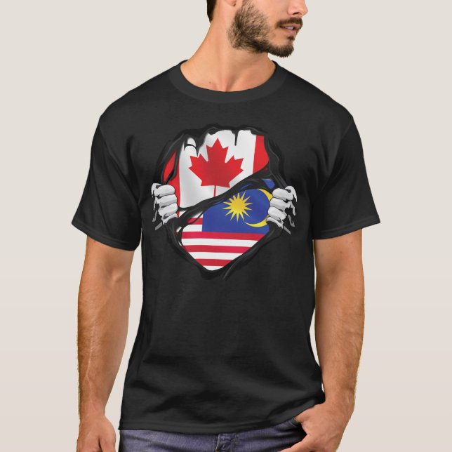 T-shirt Drapeau canadien malaisien des racines arrachées (Devant)