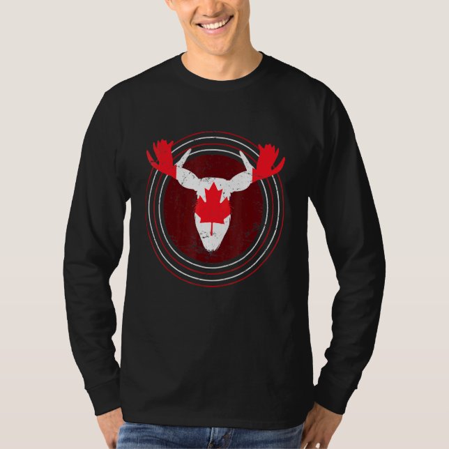 T-shirt Drapeau canadien Maple Leaf Moose Animal Canada (Devant)