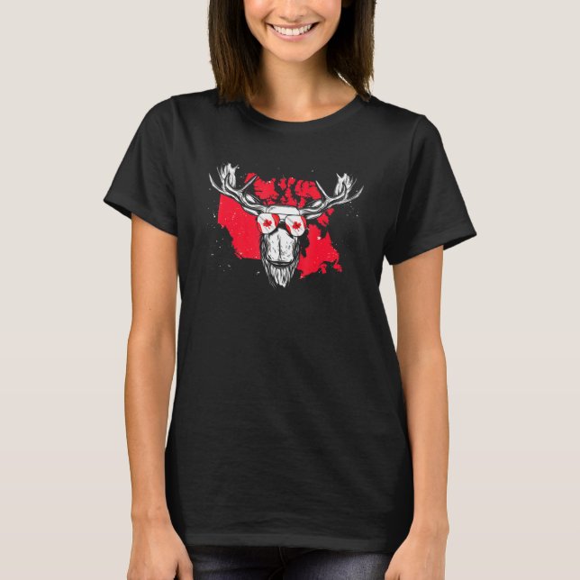 T-shirt Drapeau canadien Maple Leaf Moose Animal Cool Cana (Devant)
