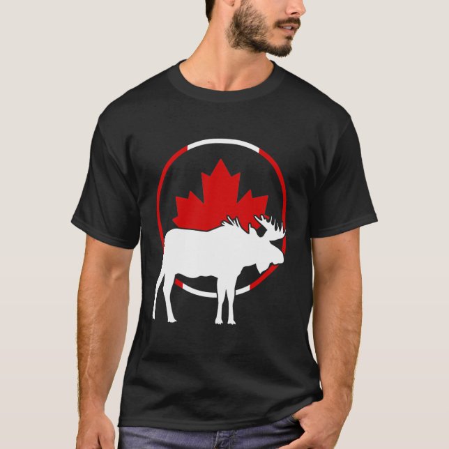 T-shirt Drapeau canadien Maple Leaf Moose Antlers Animal C (Devant)