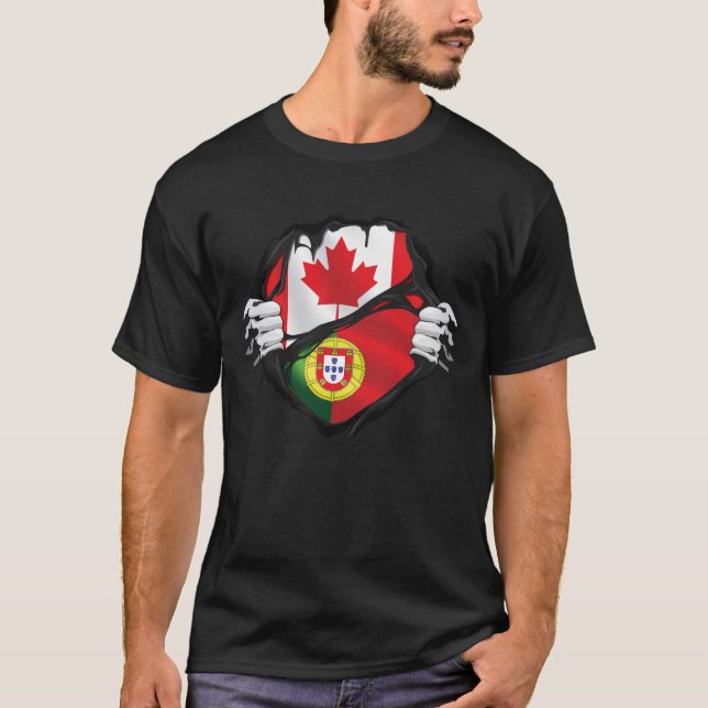 T-shirt Drapeau canadien portugais des racines arrachées (Devant)