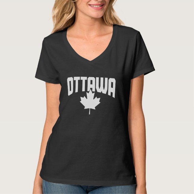 T-shirt Drapeau canadien rouge feuille d'érable Ottawa Qué (Devant)