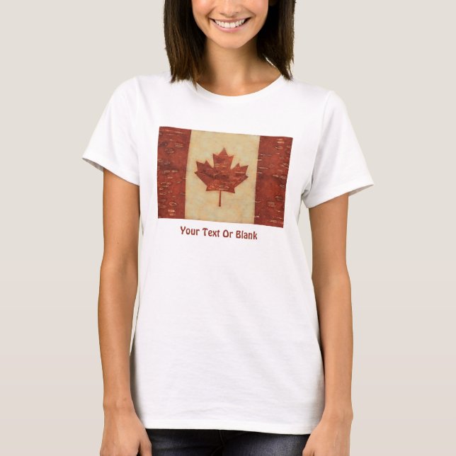 T-shirt Drapeau Canadien Sur L'Écorce De Birch Intérieur (Devant)