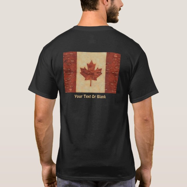 T-shirt Drapeau Canadien Sur L'Écorce De Birch Intérieur (Dos)