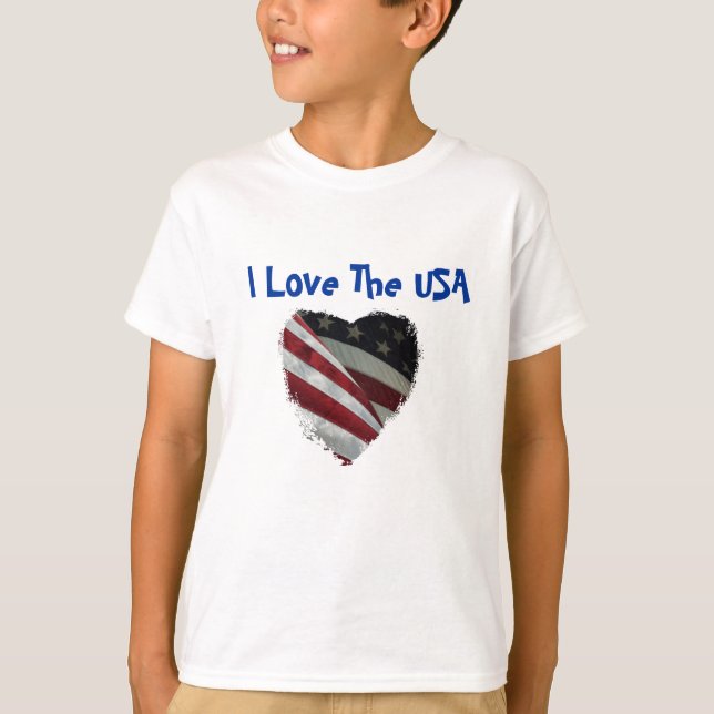 T-shirt Drapeau cardiaque américain (Devant)