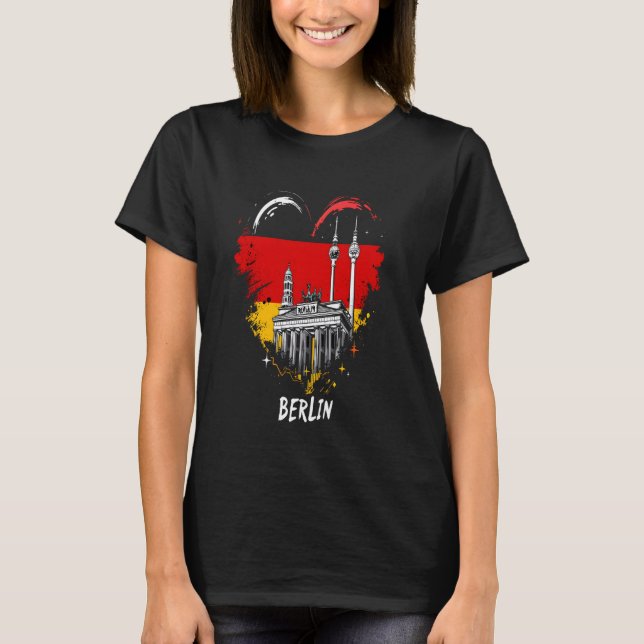 T-shirt Drapeau cardiaque Berlin Allemagne (Devant)
