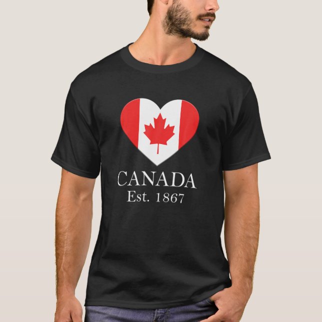 T-shirt Drapeau cardiaque de la feuille d'érable canadienn (Devant)