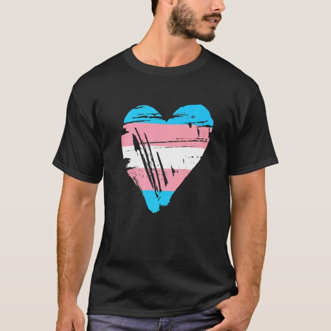 T-shirt Drapeau cardiaque de la fierté transgenre (Devant)