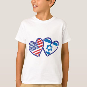 T-shirt Drapeau cardiaque des États-Unis et d'Israël