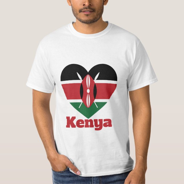 T-shirt Drapeau cardiaque du Kenya (Devant)