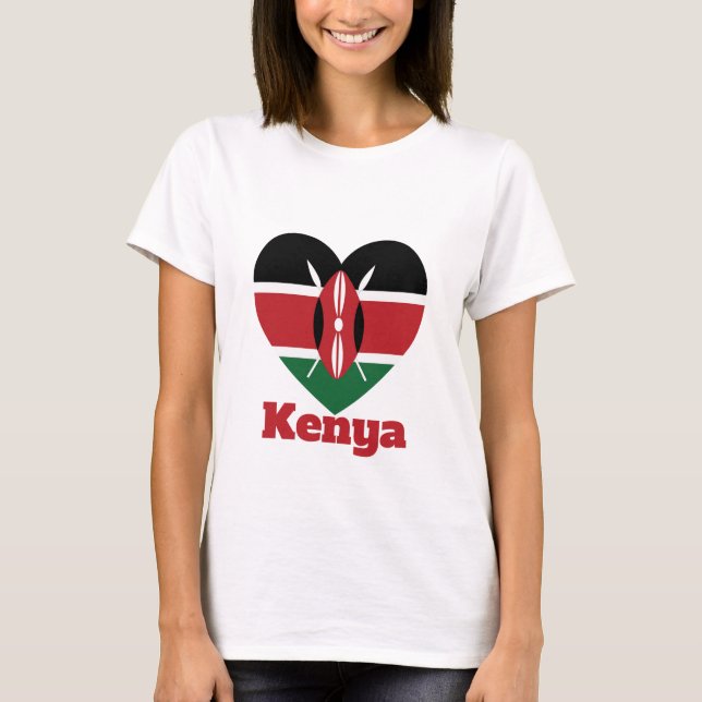 T-shirt Drapeau cardiaque du Kenya (Devant)