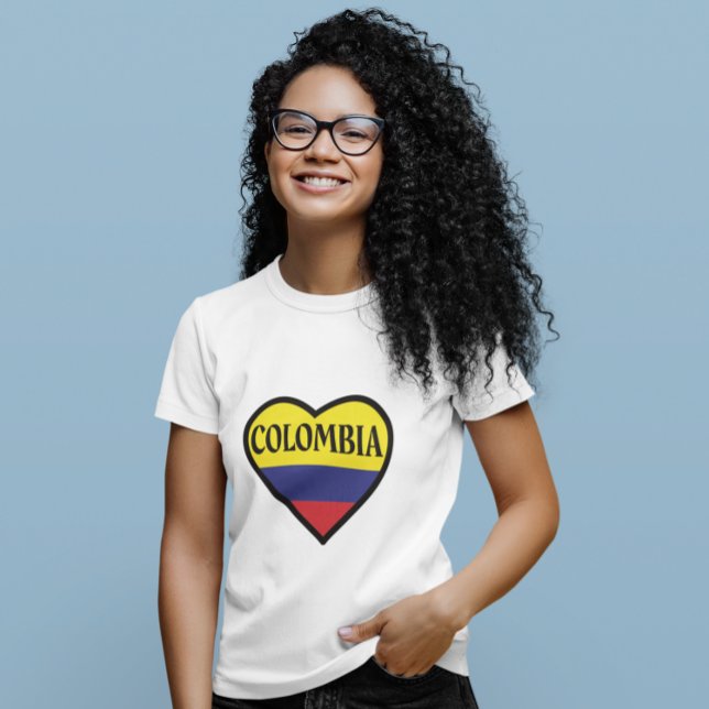 T-shirt Drapeau cardiaque en Colombie blanc (colombia flag heart love t shirt)