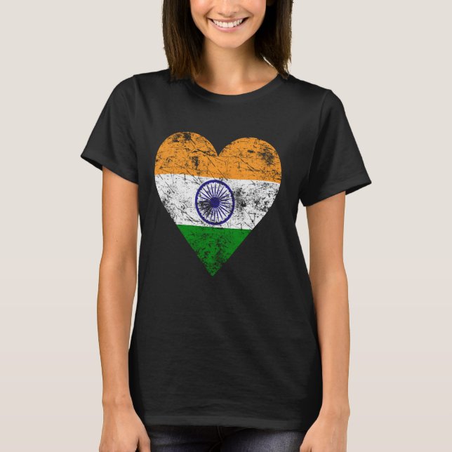 T-shirt Drapeau cardiaque indien Vintage (Devant)
