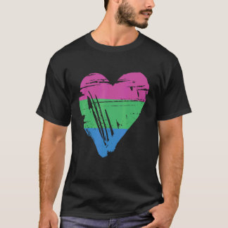 T-shirt Drapeau cardiaque rétro de la Fierté polysexuelle