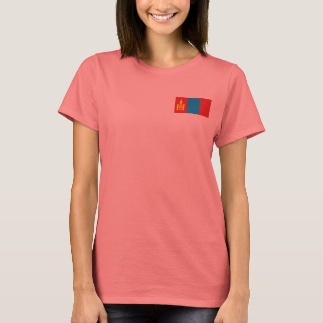 T-Shirt Drapeau + Carte de Mongolie (Devant)