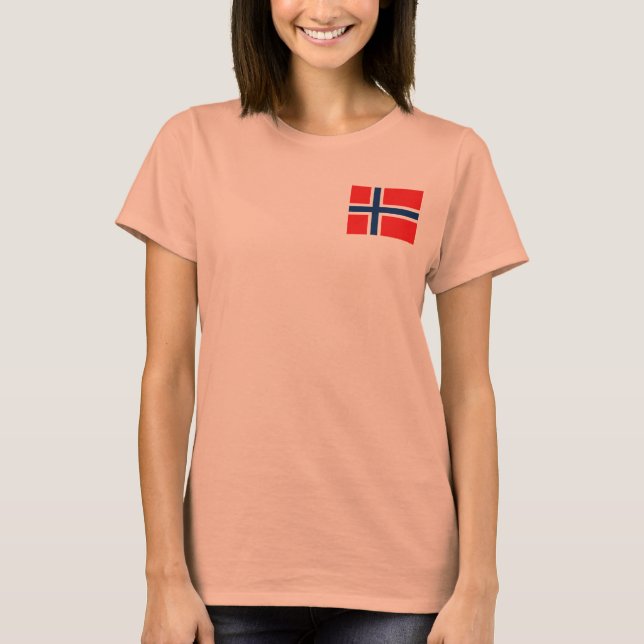 T-Shirt Drapeau + Carte de Norvège (Devant)