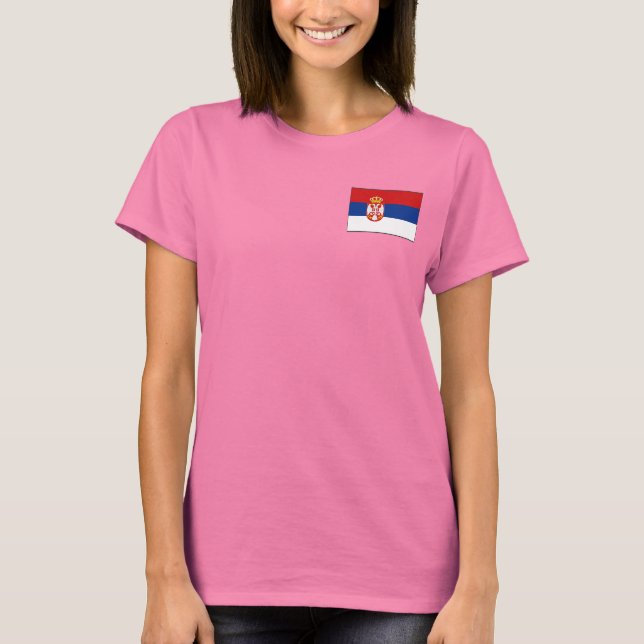 T-Shirt Drapeau + Carte de Serbie (Devant)