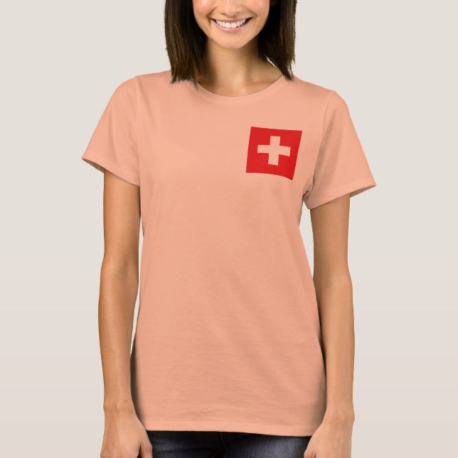 T-Shirt Drapeau + Carte de Suisse (Devant)