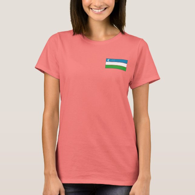 T-Shirt Drapeau + Carte d'Ouzbékistan (Devant)