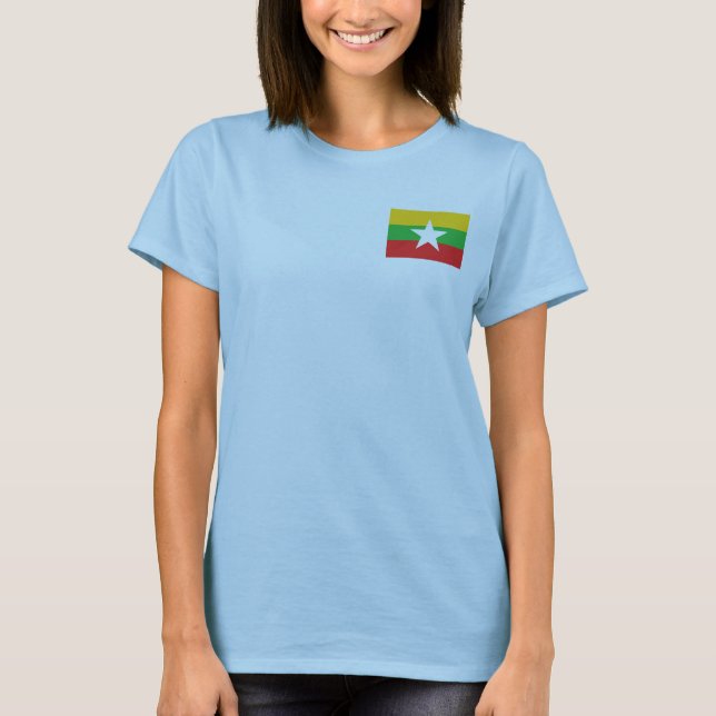 T-Shirt Drapeau + Carte du Myanmar (Devant)