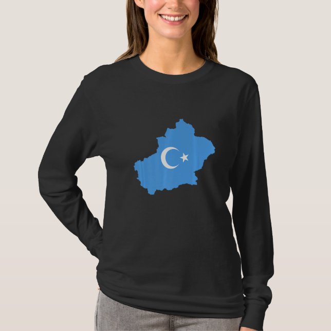 T-shirt Drapeau Carte du Turkestan oriental (Devant)