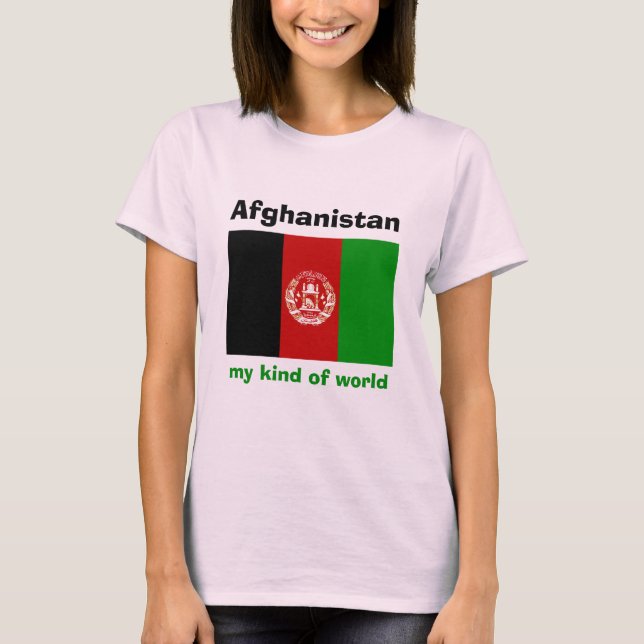 T-Shirt Drapeau + Carte + Texte Afghanistan (Devant)