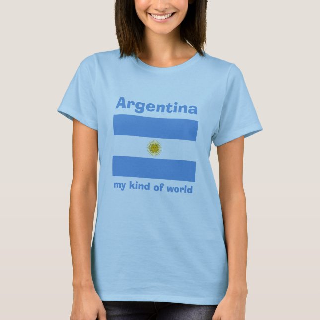 T-Shirt Drapeau + Carte + Texte Argentine (Devant)