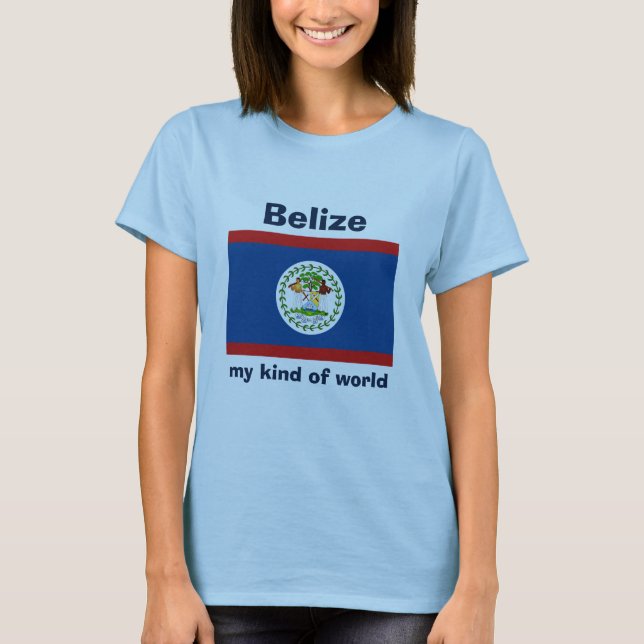 T-Shirt Drapeau + Carte + Texte Belize (Devant)