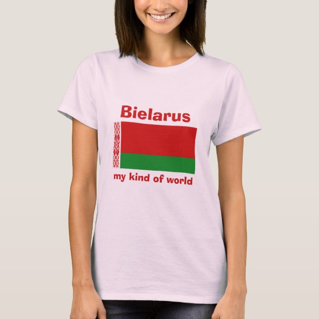 T-Shirt Drapeau + Carte + Texte Biélorussie (Devant)