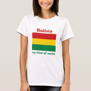 T-Shirt Drapeau + Carte + Texte Bolivie