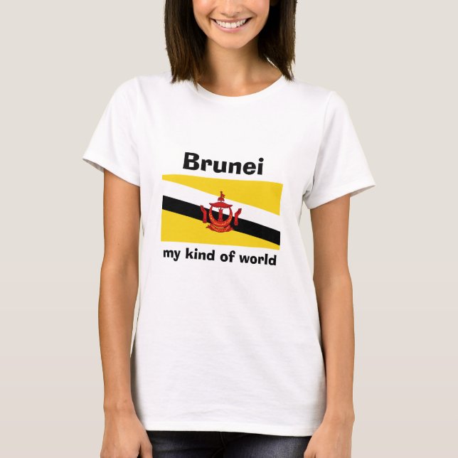 T-Shirt Drapeau + Carte + Texte Brunei (Devant)