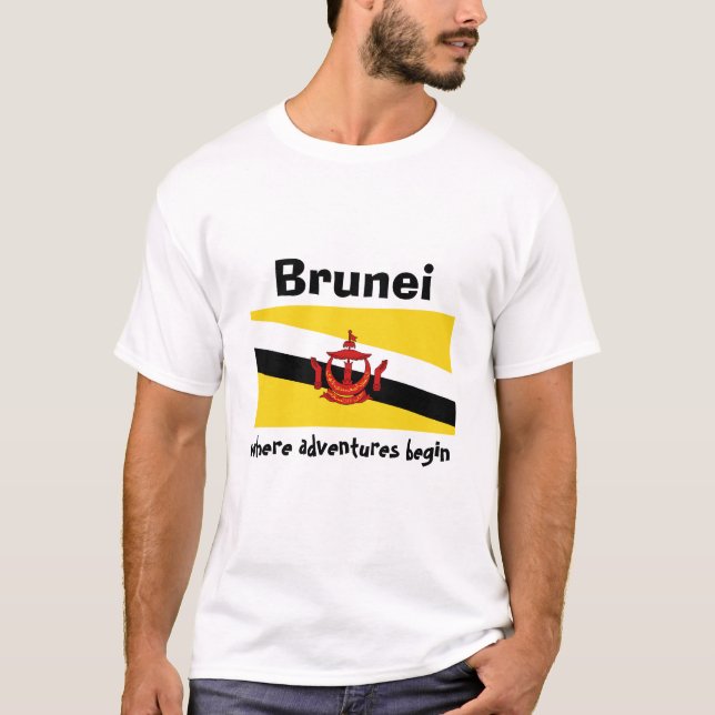 T-Shirt Drapeau + Carte + Texte Brunei (Devant)