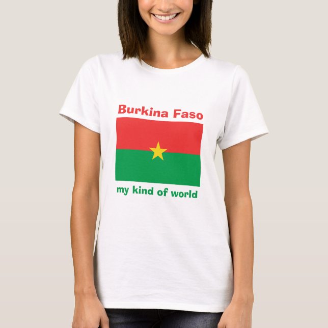 T-Shirt Drapeau + Carte + Texte Burkina Faso (Devant)