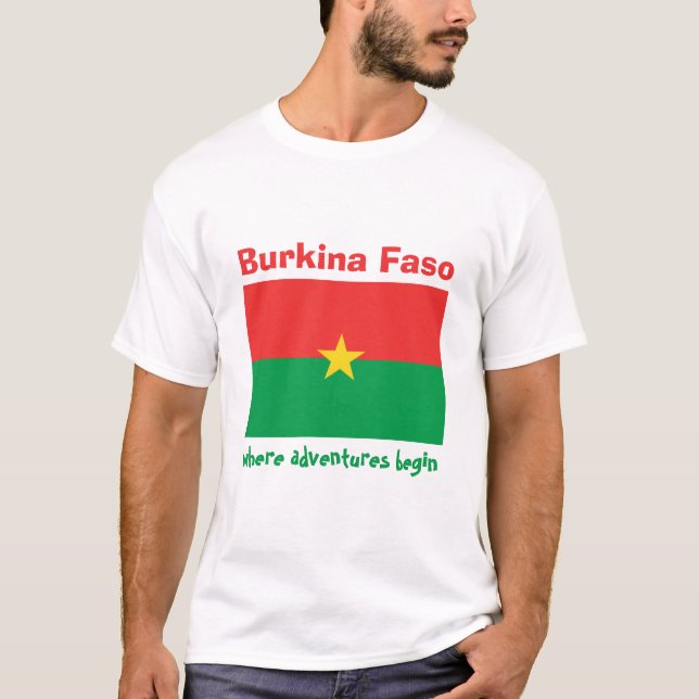 T-Shirt Drapeau + Carte + Texte Burkina Faso (Devant)