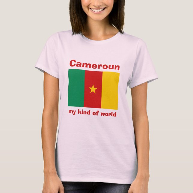 T-Shirt Drapeau + Carte + Texte Cameroun (Devant)