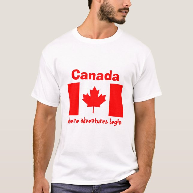 T-Shirt Drapeau + Carte + Texte Canada (Devant)