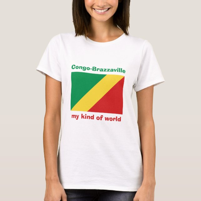 T-Shirt Drapeau + Carte + Texte Congo-Brazzaville (Devant)
