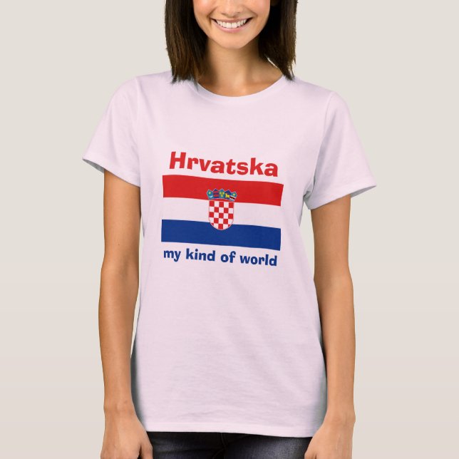 T-Shirt Drapeau + Carte + Texte Croatie (Devant)