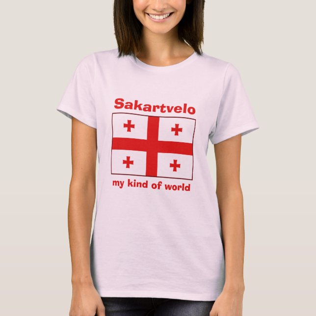 T-Shirt Drapeau + Carte + Texte de Géorgie (Devant)
