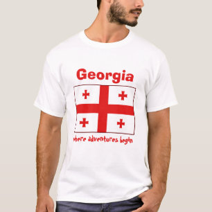 T-Shirt Drapeau + Carte + Texte de Géorgie
