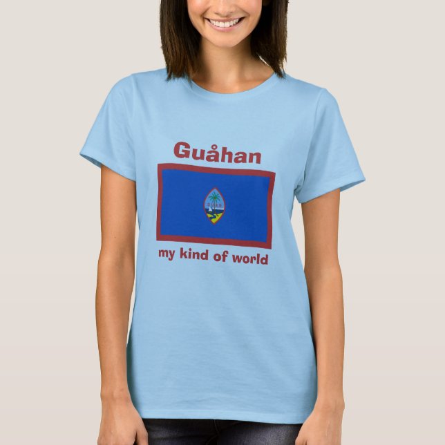 T-Shirt Drapeau + Carte + Texte de Guam (Devant)