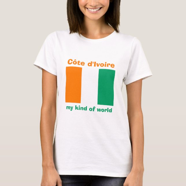 T-Shirt Drapeau + Carte + Texte de la Côte d'Ivoir (Devant)
