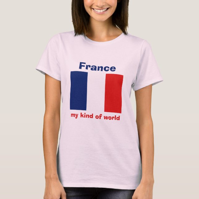 T-Shirt Drapeau + Carte + Texte de la France (Devant)