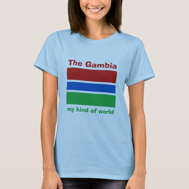 T-Shirt Drapeau + Carte + Texte de la Gambie (Devant)